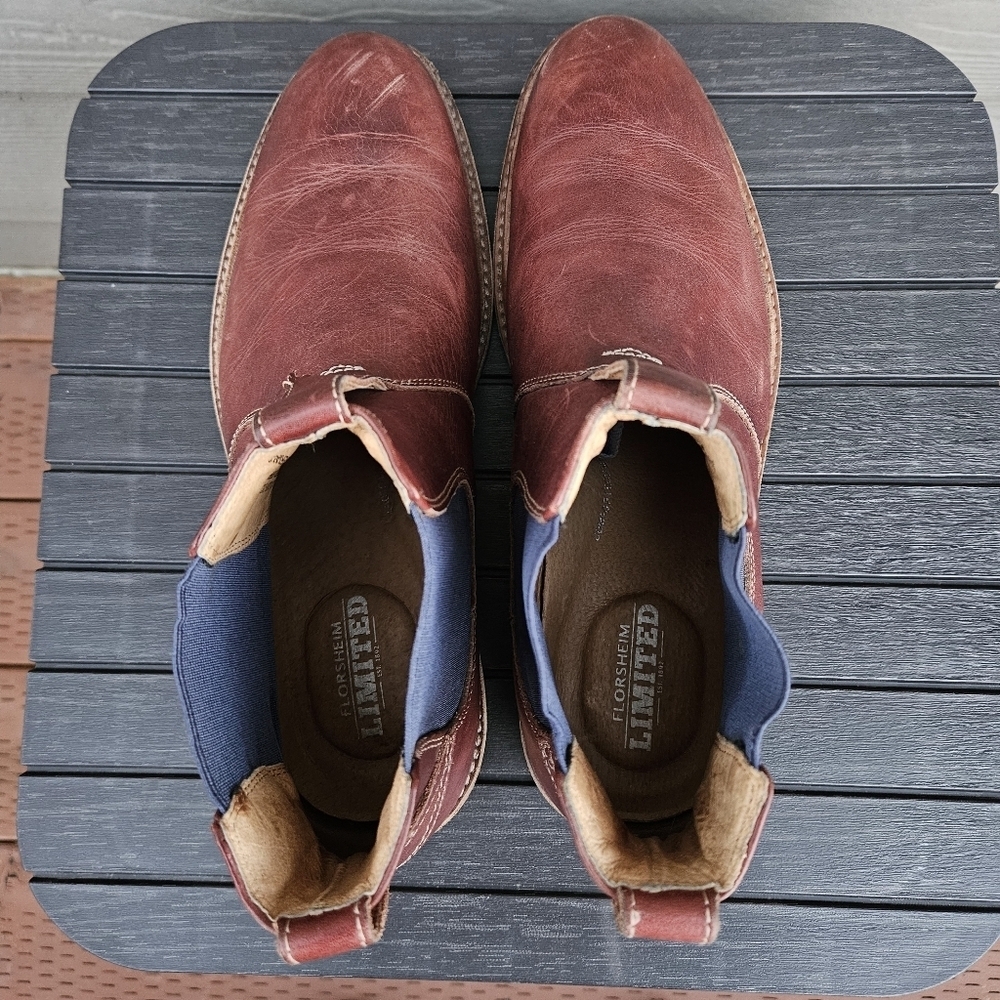 Florsheim Cabin Gore Boot In Chestnut Brown Pull On Leather Shoes Mens Size 10 D - Picture 14 of 16